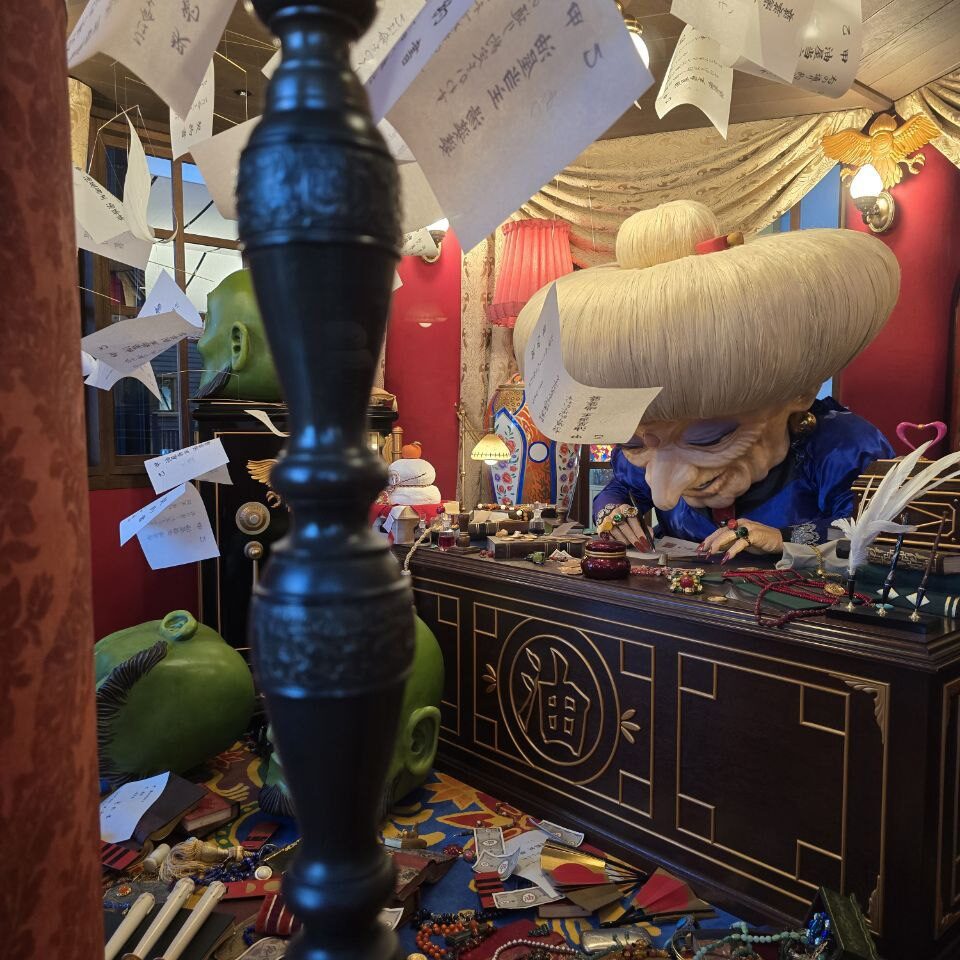 Yubaba in her busy bathhouse in Spirited Away Ghibli Park